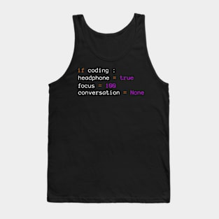 Headphone, coding and focus Tank Top